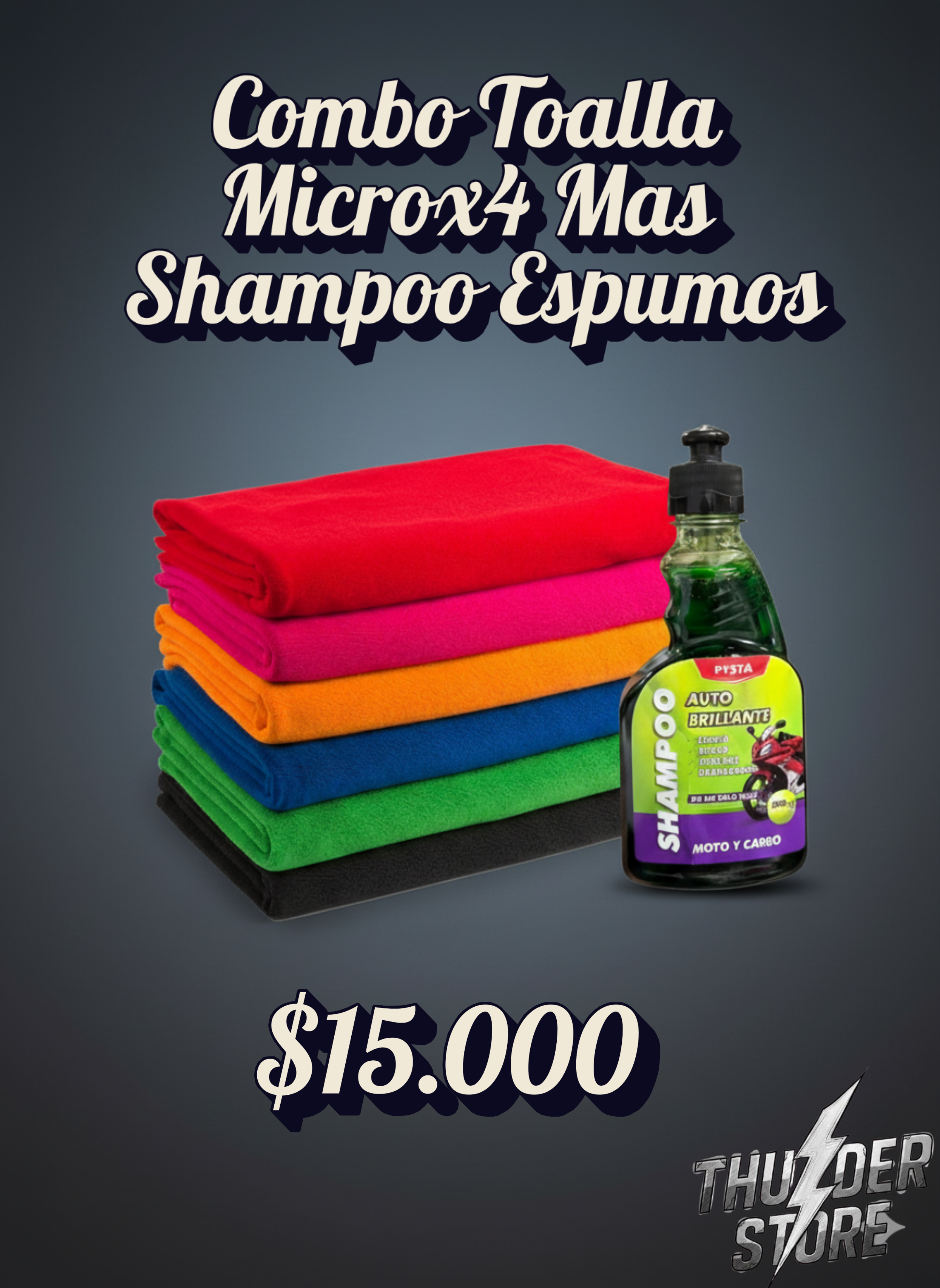 Combo Toalla Microx4 Mas Shampoo Espumos